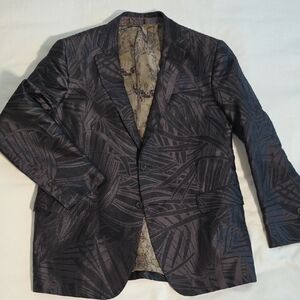 Etro Silk Formal Jacket, IT 54, 44 US, Single Breast, 2 Button, Black And Purple